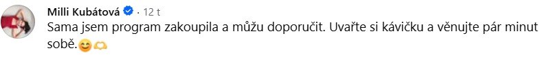 Milli Kubátová: Sama jsem program zakoupila a můžu doporučit. Uvařte si kávičku a věnujte pár minut sobě.